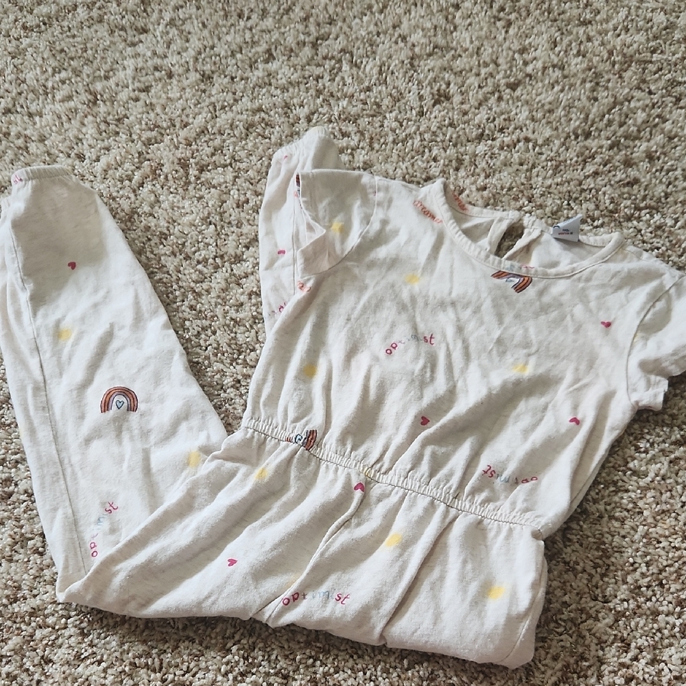 Old Navy Kids One Piece - Cream with Rainbow and Pink Accents
